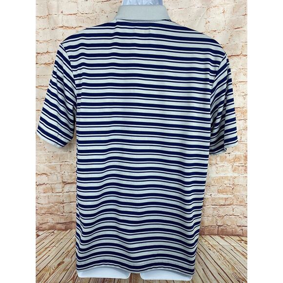 NFL Team Apparel New England Patriots Polo Shirt Sz M TX Cool Gray Blue Striped - Picture 5 of 6